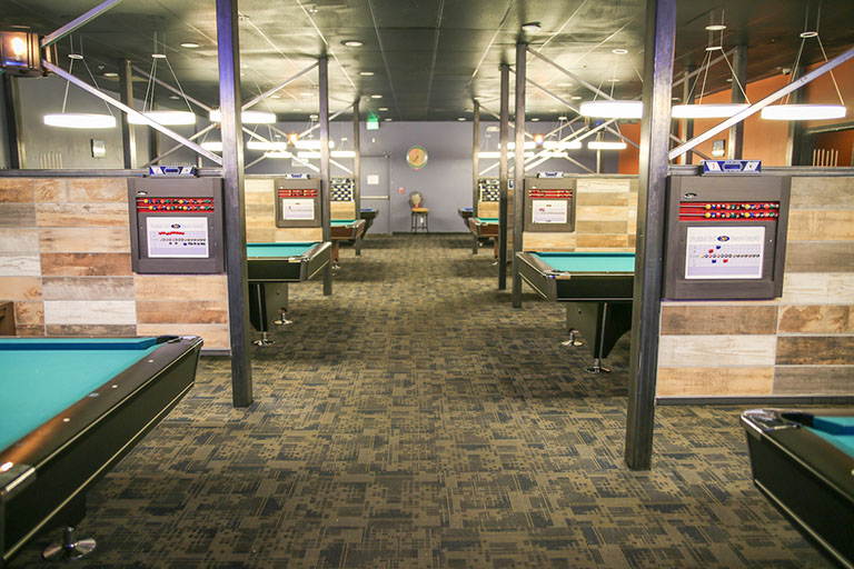 Multiple billiards tables with score keeping